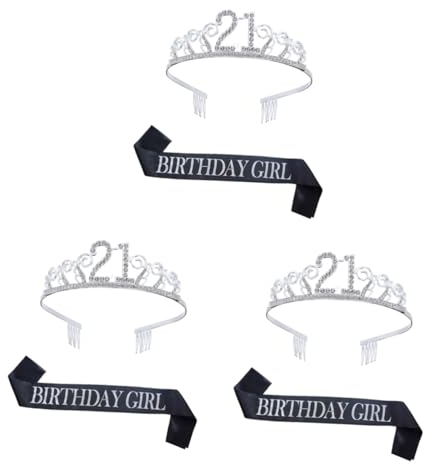 ifundom 3 Sätze 21 Schärpe Zum 21. Geburtstag Haarkamm Aus Kristall Zum 21. Geburtstag Geburtstagsschärpe Tiara Zum 21. Geburtstag 21 Geburtstag Tiara Zwiebelpulver Roségold