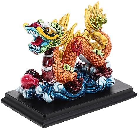 Alipis Harz Chinesische Tierkreiszeichen Drache Figur 2024 Jahr des Drachen Statue Fengshui Tierskulptur Für Neujahr Zuhause Tischdekoration