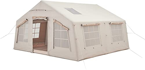 Aufblasbares Outdoor-Campingzelt mit Luftpumpe, 13 m² große Glamping-Zelte, einfach aufzubauendes, winddichtes 4-Jahreszeiten-Haus zum Angeln, Camping und Wandern