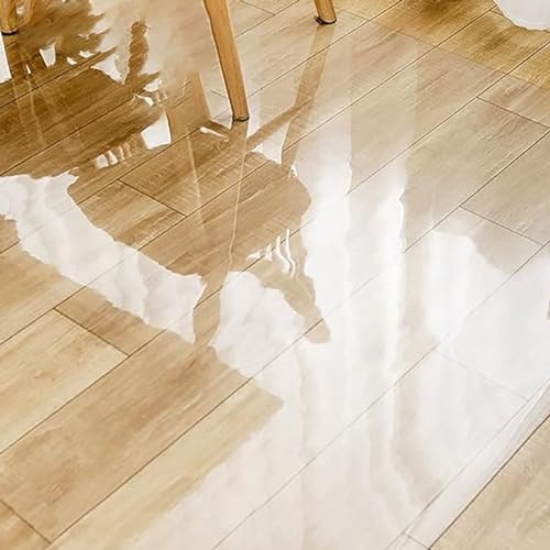 Alfombrilla de protección de suelo para silla de oficina, 1,5 mm de grosor, material de PVC, reforzada, de madera maciza, antideslizante, rectangular, transparente (110 x 140 cm)