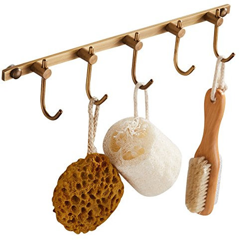 Towel BarBronze 5 Hooks Brass s Brushed Antique Coat Hat Hooks Wall Mounted Bathroom