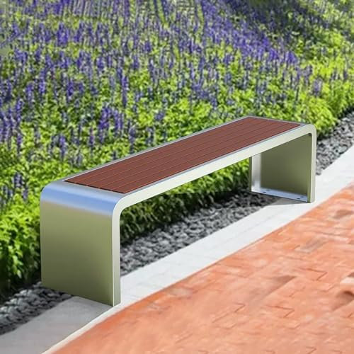 Gartenbank aus Stahl, Terrassenbank für den Parkgarten, wetterfest, Tragkraft 400 kg, Gartenmöbel-Sofa für die Veranda mit Lattensitz, für Park, Hof, Rasen, Balkon, Hinterhof (Farbe: Silber,