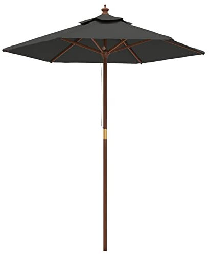 JUDYY Sonnenschirm mit Holzmast, Sonnenschirm Balkon, Balkon Zubehör, Balkonschirm, Balkon Gadgets, Außen-Sonnenschirm, Parasol De Jardin, Anthrazit 196x231 cm
