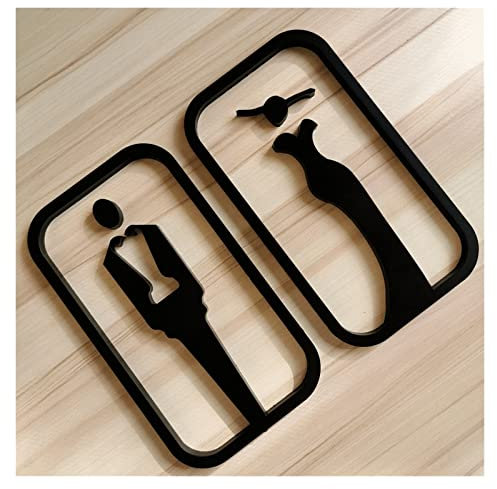 CHFYIJYHM Acryl-Badezimmerschild for Männer und Frauen, Deko-Figuren-Set – modernes Toilettenschild for Männer und Frauen – Badezimmer-Türschilder – Toiletten-WC-Schilder for Unternehmen(Black)