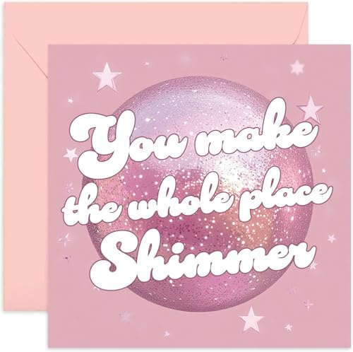 Tay Birthday Card - You Make The Whole Place Shimmer Greeting Card for Music Fans - Birthday Cards for Her, Daughter, Sister, Best Friend - Disco Ball Birthay Card | Blank Inside