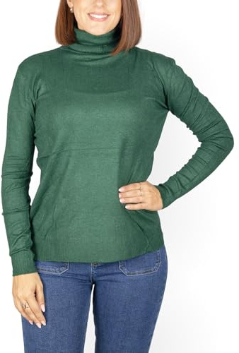 Jersey de Punto Fino de Cuello Alto para Mujer, Sueter Casual de Manga Larga para Invierno, Otoño, Talla L