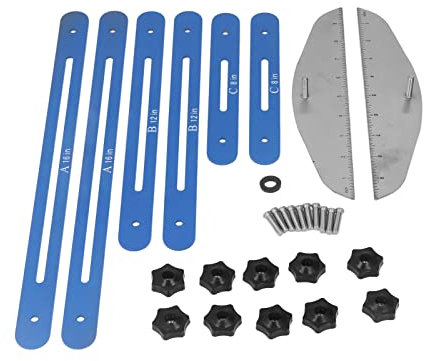 ANKROYU Stair Treads Gauge Template Tool, Adjustable Aluminum Alloy Stair Measuring Tool, Shelf Scribe Tool, Stair Treads Measuring Tool for Stair Risers (Blue)