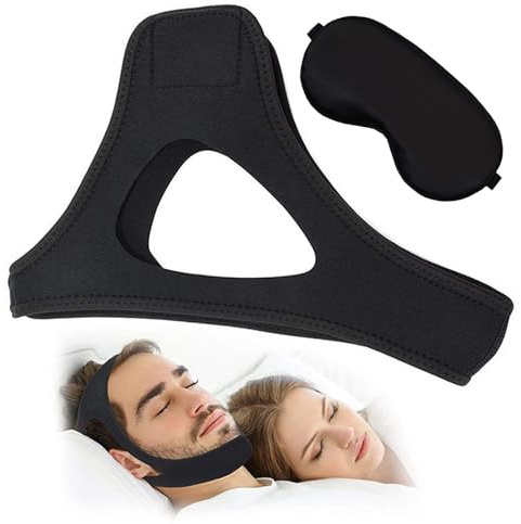 AYNKH Schnarchstopper für Männer - Airflow Kinnriemen und Schlafmaske Set, Anti Schnarch Kinnriemen für Schlafapnoe, Schnarchen Stopper und Kieferstütze