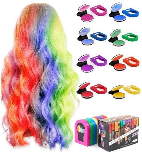 Haarkreiden für Mädchen, 8 Stück auswaschbare Haarkreide für Kinder, tragbare nicht klebrige temporäre leuchtende Haarfarbe, Haarsprayfarbe für Kinder, Frauen, Geschenke für Halloween