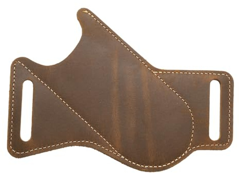 sourcing map Knife Sheath 6.14 x 4.61 Genuine Leather Carry Folding Knife Sheath for Outdoor Climbing Camping Cycling and Hiking, Brown