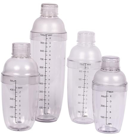FUNOMOCYA 4 Stück Shaker Getränkespender Getränkemixer Shaker Cocktail Wasserflasche Becher Protein Shake Flasche Martini Shaker Shaker Protein Shaker Flasche Smoothie Becher PC