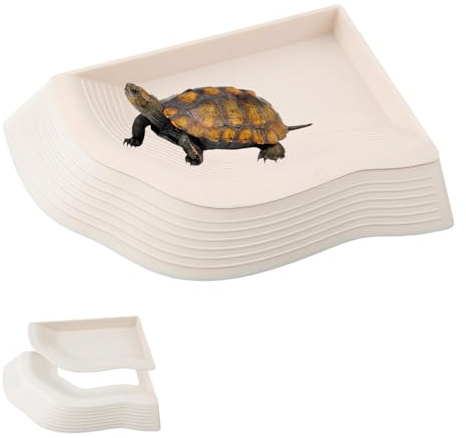 QINGYIWL Vasca da Bagno per Tartarughe, Piatto per Acqua per Tartaruga con Rampa, Ciotola per Acqua per Rettili (27.4×19.7×2.7cm)