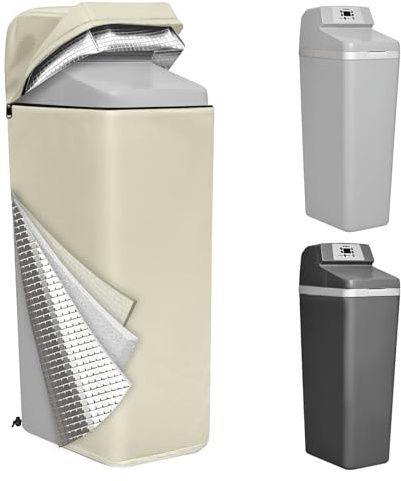 Water Softener Cover Insulated, 3 Layers Insulation Heavy Duty Protection Cover for WHES30E / WHES40E Grain Softener and 350/420 Water Softener, 16x21x48in, Beige