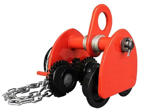 Manual Chain Trolley with 10ft Chain 1/2/3Ton Capacity, Heavy-Duty Gantry Crane Trolley, Adjustable Width Flange, Alloy Steel Hoist Trolley, for Industrial and Warehouse(Size:1T)
