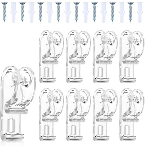 8Pcs Roman Blind P Clip and Roller Shade Clear Saftey Chain Retainer, Guide Curtain P Clip Blind Cord Holder, Blinds Cord Safety Device with Screws and Pillars for Roller Vertical Roman Shadesdes