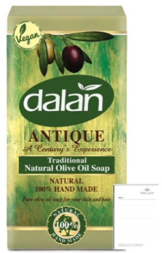 Halley Bedding Bundle: Dalan Antique Olivenölseife 5x180g + Notizblock | Traditionelle Naturseife (5x180g). 100% reines Olivenöl. Vegan & handgefertigt. Spendet Feuchtigkeit für Haut & Haare