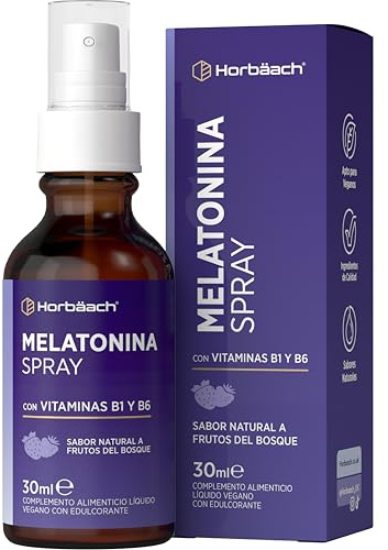 Melatonina Gotas Adultos | con Vitamina B1 & B6 | Melatonin Spray | Sabor a frutos del bosque | Horbaach