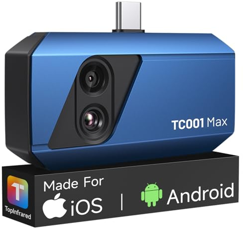 TOPDON TC001 Max Camara Termica para Android e iPhone, con 1,5MP Cámara Visual, 512x384 Resolución TISR Cámara Termográfica Infrarroja USB-C, con Rango de Temperatura -20℃ a 550℃, 25Hz Frecuencia