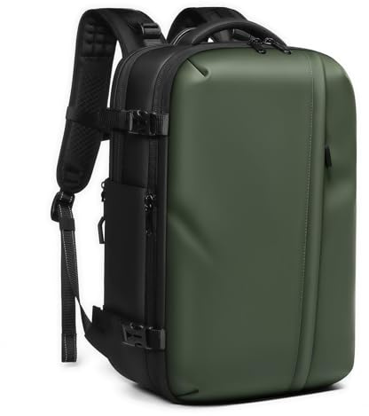 Cocoarm Sac à Dos de Compression Sous Vide, Sac à Dos de Voyage en Tissu Oxford de Grande capacité 25 L 60 L avec Pompe à Vide USB Intégrée pour le Stockage de Vêtements (Vert OD)