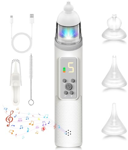 Pulitore Elettrico Ricaricabile con Musica Rilassante, Luce LED e 5 Livelli di Aspirazione Regolabili – 3 Punte in Silicone Morbido