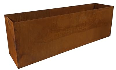 Bornhöft Pflanzkübel Balkonkasten Pflanzkasten Metall Edelrost 80cm x 20cm x 15cm – Rost Pflanzgefäß für Garten, Terrasse & Balkon – Moderner Blumentopf in Edelrost Optik – Wetterfester Pflanztopf
