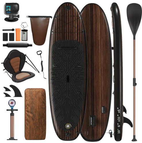 JUMMICO SUP Board Set Aufblasbar, Stand Up Paddling Board mit 2in1 Sup Paddel und Sitz. Zum Sitzen, Liegen. Standup Paddle Boards mit Anschluss für Kamerahalterung und Zubehörset, für Bequeme Nutzung