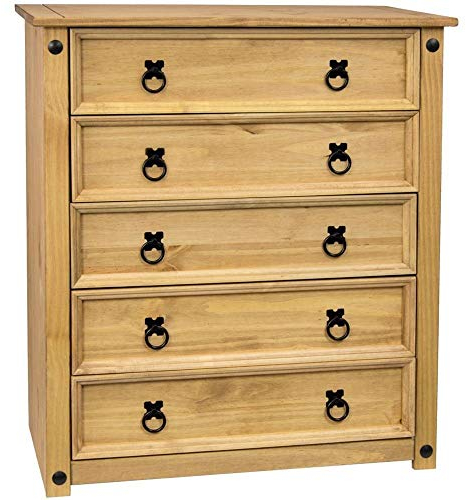 Vida Designs Corona, Chest Of Drawers, 5 Drawer, Solid, Pine Wood