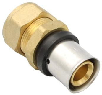 Pipetec Pressfitting Verschraubung Übergang 20x2 mm Verbundrohr auf 18mm Kupferrohr TH Kontur, DVGW, TH-Profil