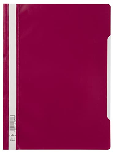 Durable Sichthefter (A4 Standard, PP) 25er Packung purpur rot, 252335 | Aus PP Kunststoff, transparenter Vorderdeckel, mit Beschriftungsstreifen und Heftmechanik für Unterlagen