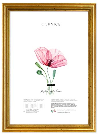 Lupia - Cornice Portafoto da Parete, Oro Anticato Blitz, Made in Italy, Appendibile Orizzontale/Verticale, Dorata, per Foto, Stampe Artistiche, Poster, Quadri Moderni A4