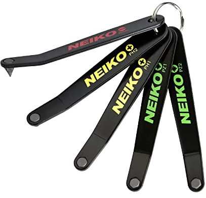 NEIKO 01323A - Set di cacciaviti offset a profilo ultra basso, 5 pezzi, in acciaio S2, Phillips, Pozidriv e a taglio