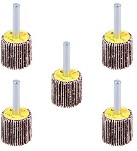 sourcing map 1 Inch Flap Wheels Shank Mounted Sanding Disc Abrasive Wheel 80 Grits 5 Pcs