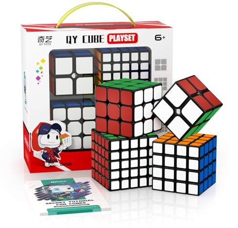 ROXENDA Zauberwürfel Set, Speed Cube Set mit 2x2 3x3 4x4 5x5 Zauberwürfel mit Geschenkbox, Geheimes Tutorial für Speed Cube (Sticker Cube)