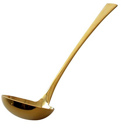 Hkw-shop Küchenkelle Gold Edelstahl Schöpflöffel mit langem Griff Löffel, großer Löffel, langlebiges Geschirr -11,4 Zoll Schöpflöffel/Saucenlöffel (Color : Gold)