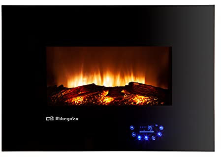 Orbegozo CM 8000 - Caminetto elettrico, intensità di fiamma regolabile, pannello di controllo touch, telecomando, 3 modalità di programmazione, supporto da parete, 1800 W