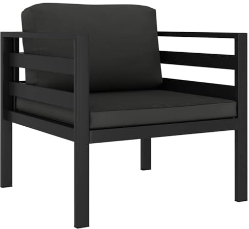 vidaXL Einzelsofa mit Kissen Aluminium Anthrazit Gartensessel Gartensofa Sessel Gartenmöbel Loungemöbel Outdoor Lounge Garten Terrasse Möbel