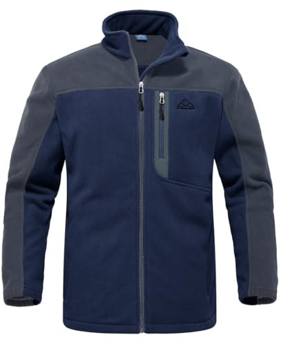 YSENTO Mens Full Zip Micro Fleece Jackets Light Warm Coat Navy,XL