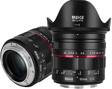 MEKE Objectif plein cadre F1.2 à grande ouverture 50 mm compatible avec les appareils photo à monture EF