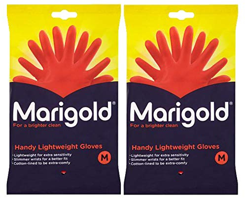 2 x 1 pair Medium Plastic Extra Life Cleaning Gloves Kitchen Bathroom Outdoor