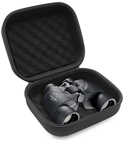 CASEMATIX Fernglas-Tasche mit stoßabsorbierender Schaumstoff-Innenseite, Hartschalenschutz, verstärkte Reißverschlüsse, bequemer Gummi-Reisegriff und Zubehörtasche