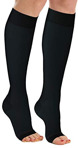 RelaxSan Antitrombo M0350A (1 Paio - Nero, M) gambaletti punta aperta antiembolismo per degenza K1 compressione graduata 18-23 mmHg