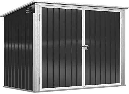 Outsunny Mülltonnenbox Müllbox Storer abschließbar Gerätebox für 2 Mülltonnen Stahl 178,5 x 104,5 x 128,5/113 cm Schwarz