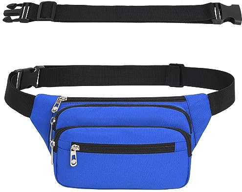 IHIGOGOFA Bauchtasche Gürteltasche Hüfttasche mit Einem 60 cm Verlängerten Gürtel Unisex Modern Umhängetaschen Handytasche für Outdoor Reise Wandern Hundetraining Damen und Herren Blau