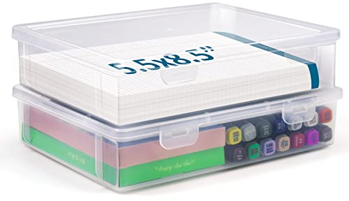 Vowcarol Storage Boxes for 5in x 8in Legal Pads, Washi Tape Organizer, A5 Paper Storage Bin, 5 x 8 Inches Index Card Box- 2 Pack