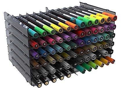 TOOLI-ART 72 Ablagefach für Kunstmarker, Schreibtisch-Organizer, verstellbare Trennwände, modular erweiterbar, stapelbar. Mehrzweck-Tabletts aus getöntem Kunststoff für die Heimschule, 6er-Pack