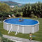 Paradies Pool® Gre Giant oval 375x730x132cm (Ø x H), Komplettset,Stahlwandbecken grau, Poolplane in blau 0,4mm, Handlauf extra breit, inkl. Skimmer-Set und Leiter, Swimmingpool, Menge: 1 Stück
