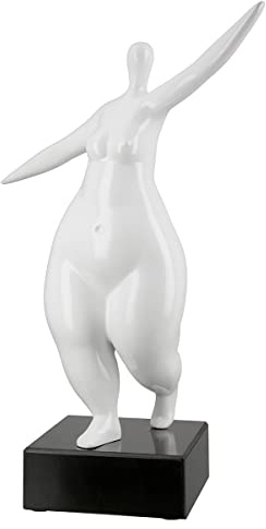 Casablanca Moderne Deko Skulptur XL Figur Frau Lady - Design Statue weiß glänzend - Höhe 37 cm