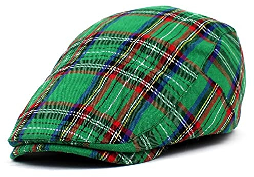 tcax Schiebermütze Herren Stripe Lattice Berets Ballonmütze Damen Herren Frühling Sommer Plaid Visiere Duckbill Herringbone Flat Cap,Grün,55-60Cm