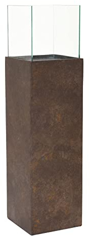 VIVANNO Windlicht-Säule Candela - Kerzenhalter & Deko-Laterne, 100 cm, Grau | Stilvoller Aluminium-Kunststoff Sockel mit abnehmbarem Glasaufsatz für Innen & geschützten Außenbereich, 100x25x25 cm