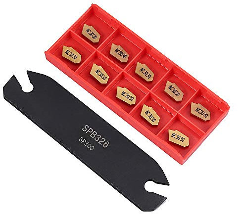 KOCAN Utensili per tornitura tornio SPB326 Utensile da Taglio per scanalatura da 26 mm con Inserti in Metallo Duro da Taglio GTN-3 SP300 da 10 Pezzi